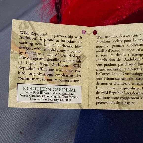 SINGING BIRD, PLAYS REAL BIRD CALLS, RED CARDINAL, 6 L x 4 ½ W x 4 ¾ H INCH PLUS - Picture 7 of 16